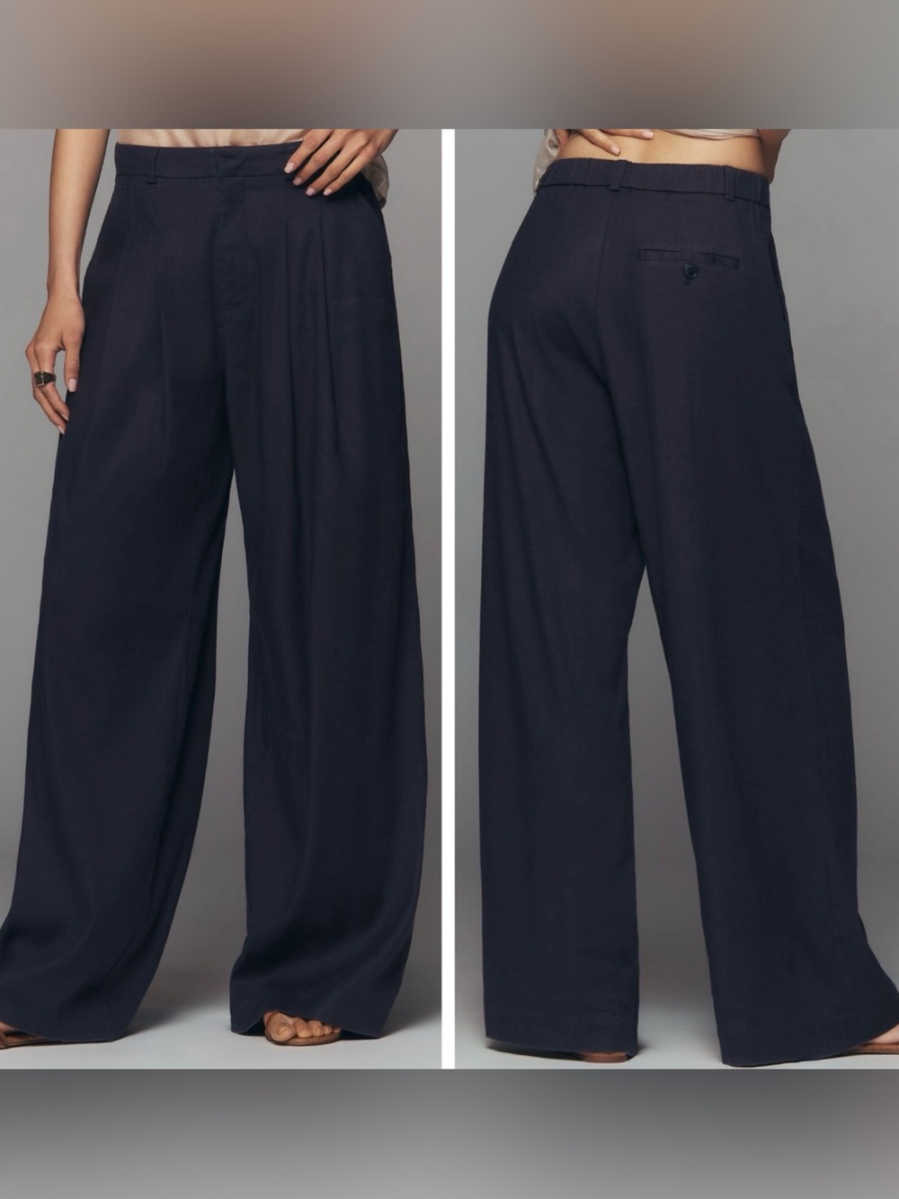 Anthropologie Maeve The Avery Linen Pleated Wide-Leg Trousers